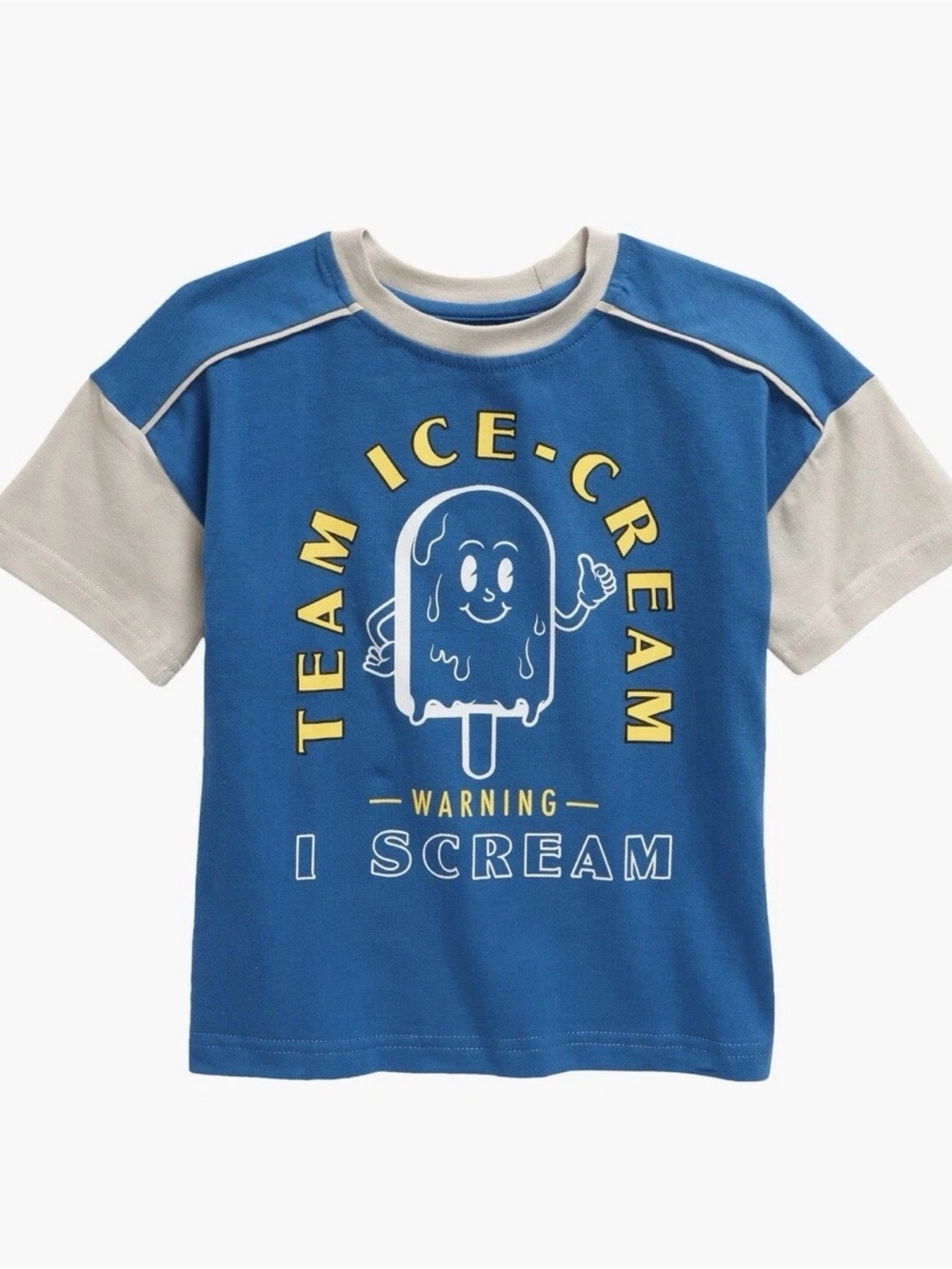 Tiny Tribe Kids Team Ice Cream Color Block Cotton Graphic T-shirt